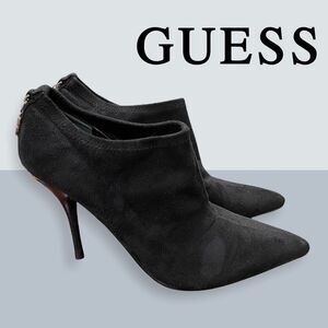 Guess Black Suede Zipper Ankle Booties 8